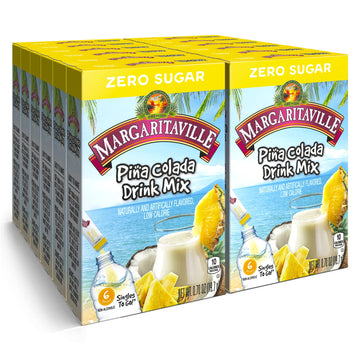 Margaritaville Singles To Go Water Drink Mix, Pina Colada Flavor, 72 Servings, 0.65 Ounce Pack of 12