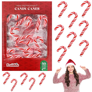 Fruidles Christmas Candy Canes Mini'S Suckers, Peppermint Flavor, Individually Wrapped, 2'' Inch, Net Wt 4.42Oz (125G) (50-Pack)