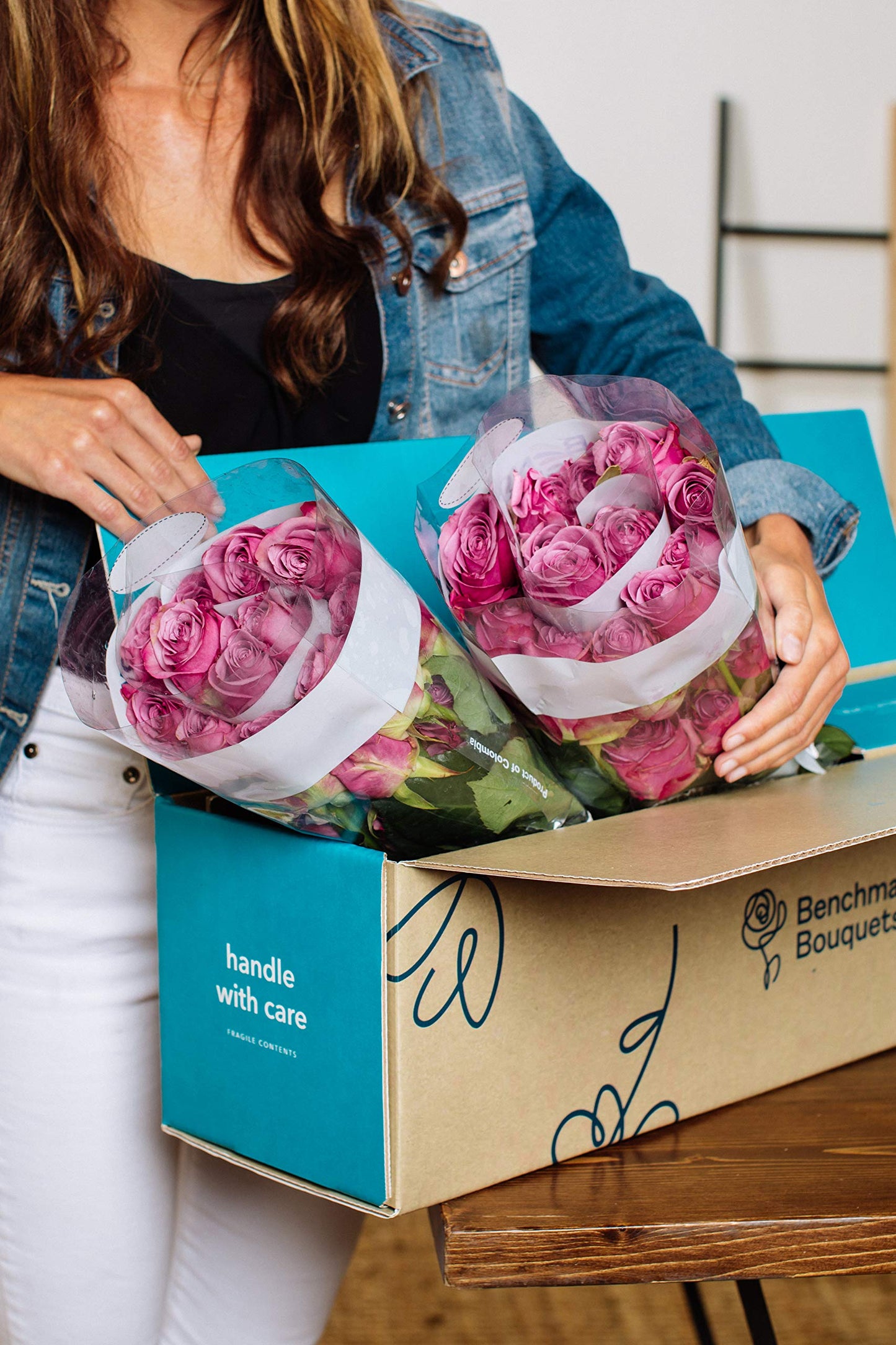 Benchmark Bouquets 50 Stem Premium Lavender Roses - 2 Bundles of 25, Fresh Flowers for Delivery, Model CB-972883