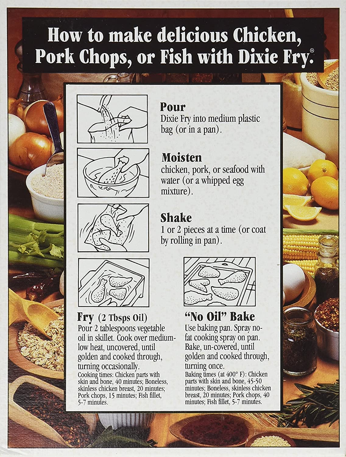 Dixie Fry Original Recipe Coating Mix, Naturally Seasoned, 10 oz (3 Pack)