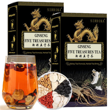 Ginseng Five Treasure Tea, Kidney Teas Formula Ginseng Six Treasure Tea, 6 Precious Ingredients Formula, Traditional Chinese Her