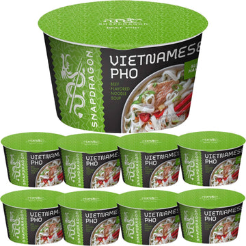 Instant Pho Noodle Bowls Bundle. Includes Nine - 2.7 Oz Vietnamese Pho Bowls in Beef Broth Soup! Our Bowls are 15% Bigger than O