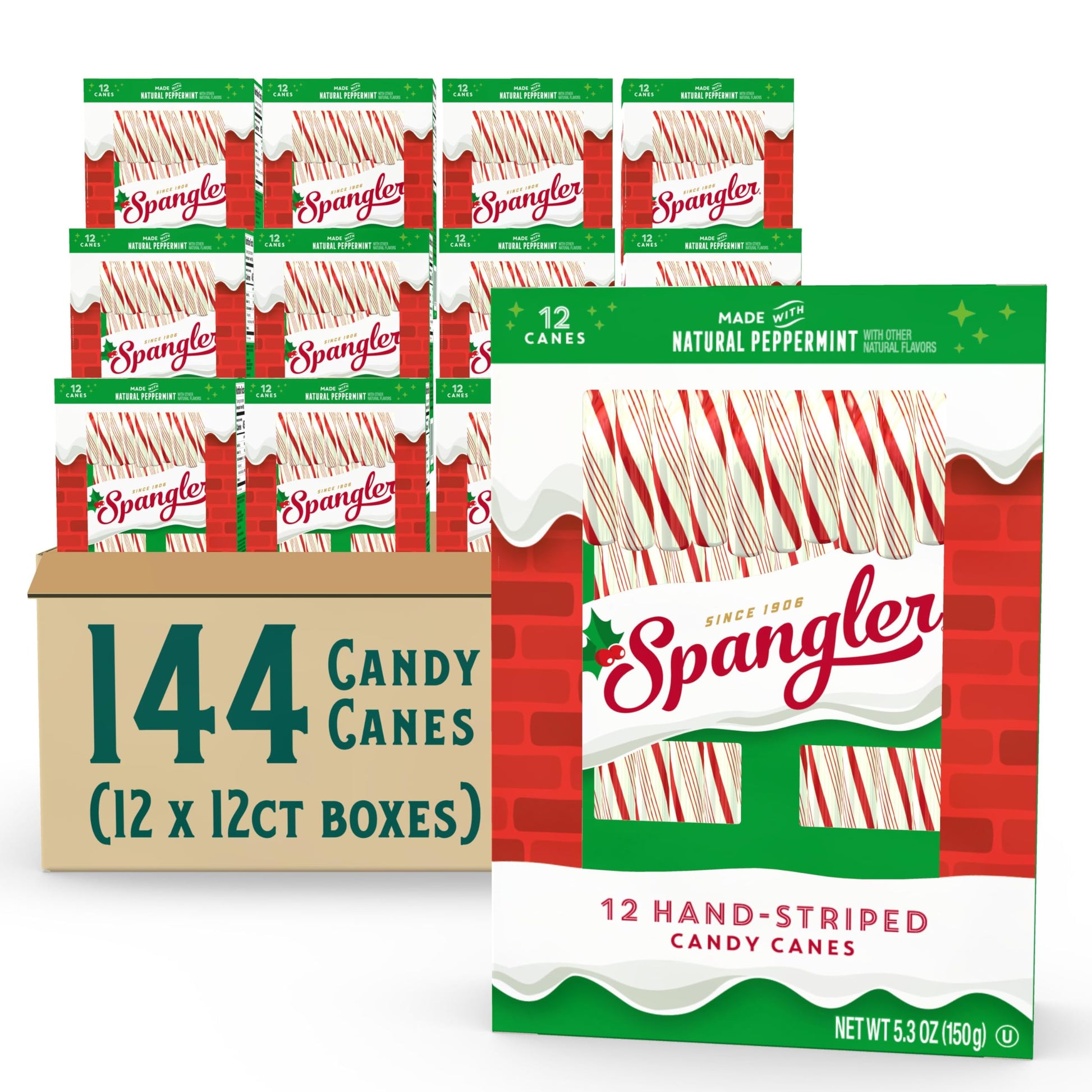 Spangler Red and White Christmas Candy Canes - Classic Christmas Treats, Natural Peppermint Sticks, Candy Canes Bulk, Individual