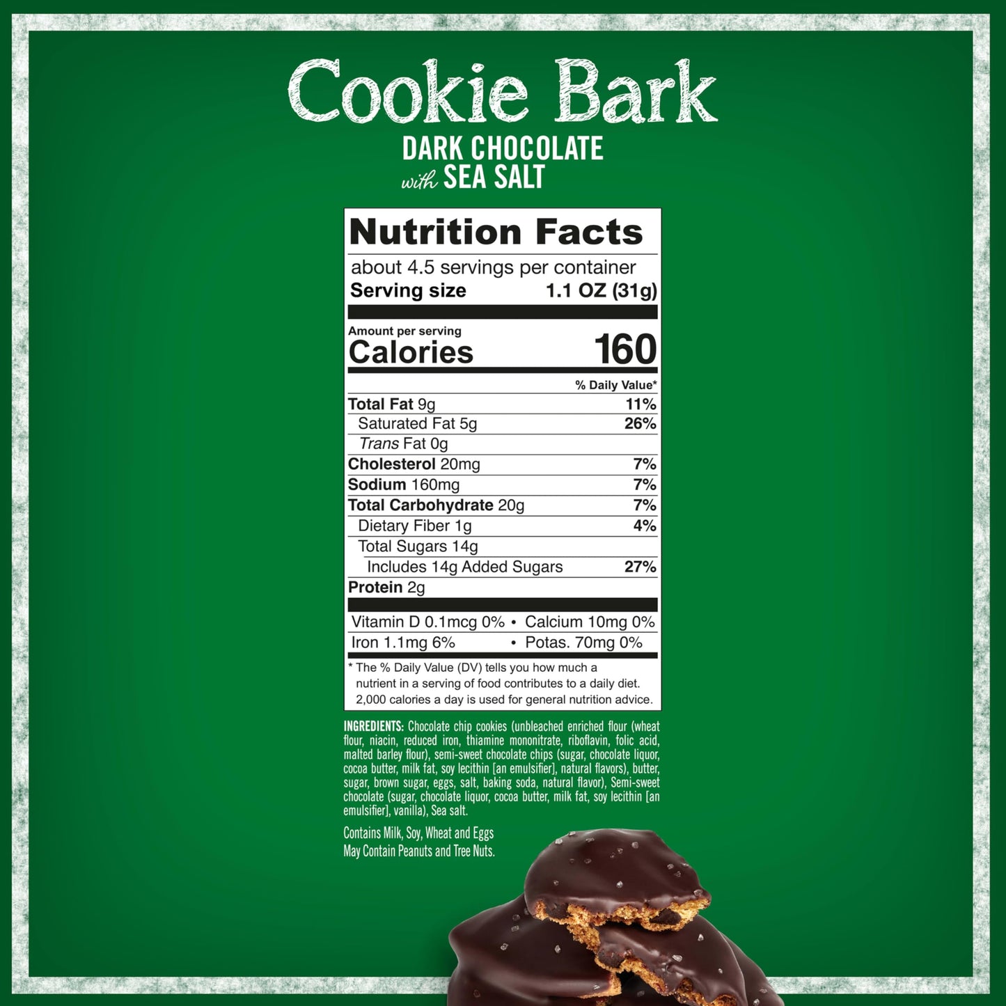 Tates Bake Shop Cookie Bark  Chocolate Chip Cookies with Dark Chocolate and Sea Salt  4-5 oz Bags