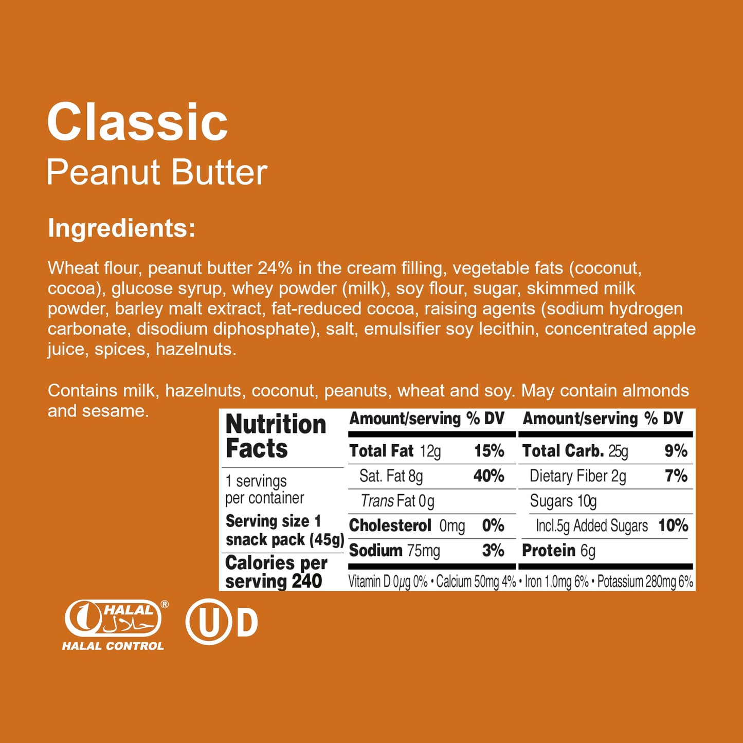 Loacker Classic Peanut Butter Wafers - Premium Crispy Wafer Cookies With Peanut Butter Cream Filling - Multipack Of 12 Snack Packs - Non-Gmo - Creamy Pb - 45G/1.59Oz, Pack Of 12