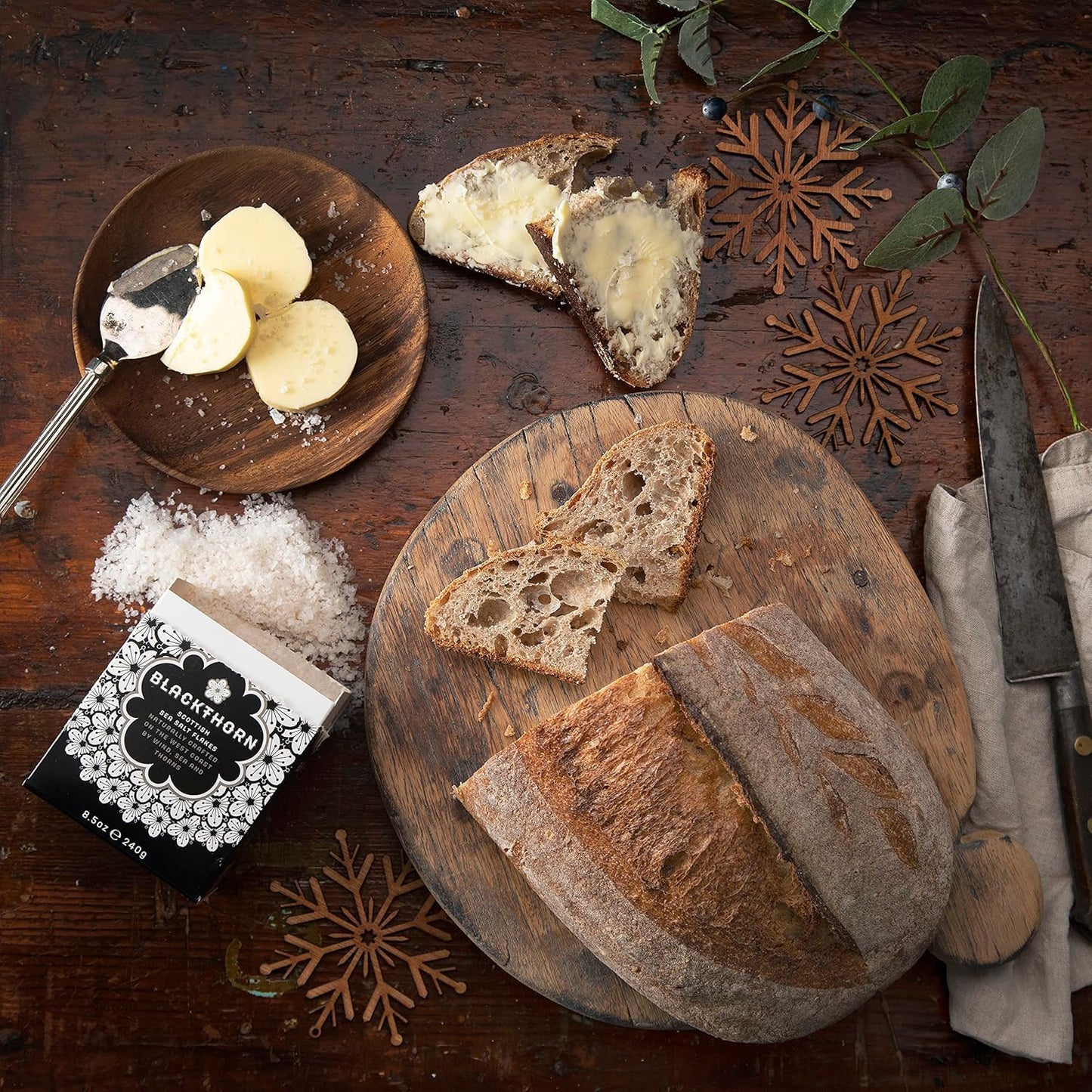 Blackthorn Scottish Gourmet Sea Salt Flakes - Natural and Unrefined, 50oz Resealable Tub