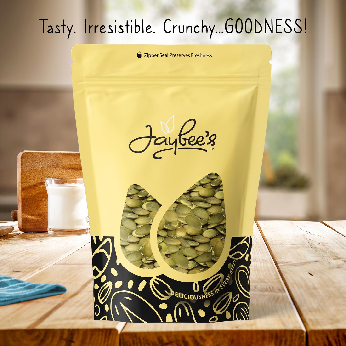 Jaybees Raw Pumpkin Seeds Pepitas, Unsalted, 5 Pound Bag - Healthy Snack for Keto, Vegan, Paleo Diets, Kosher Certified