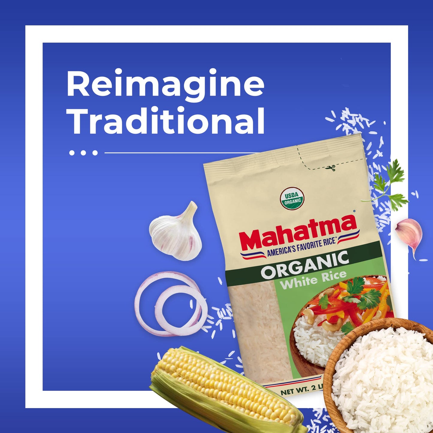 Mahatma Organic White Rice, 2lb Bag