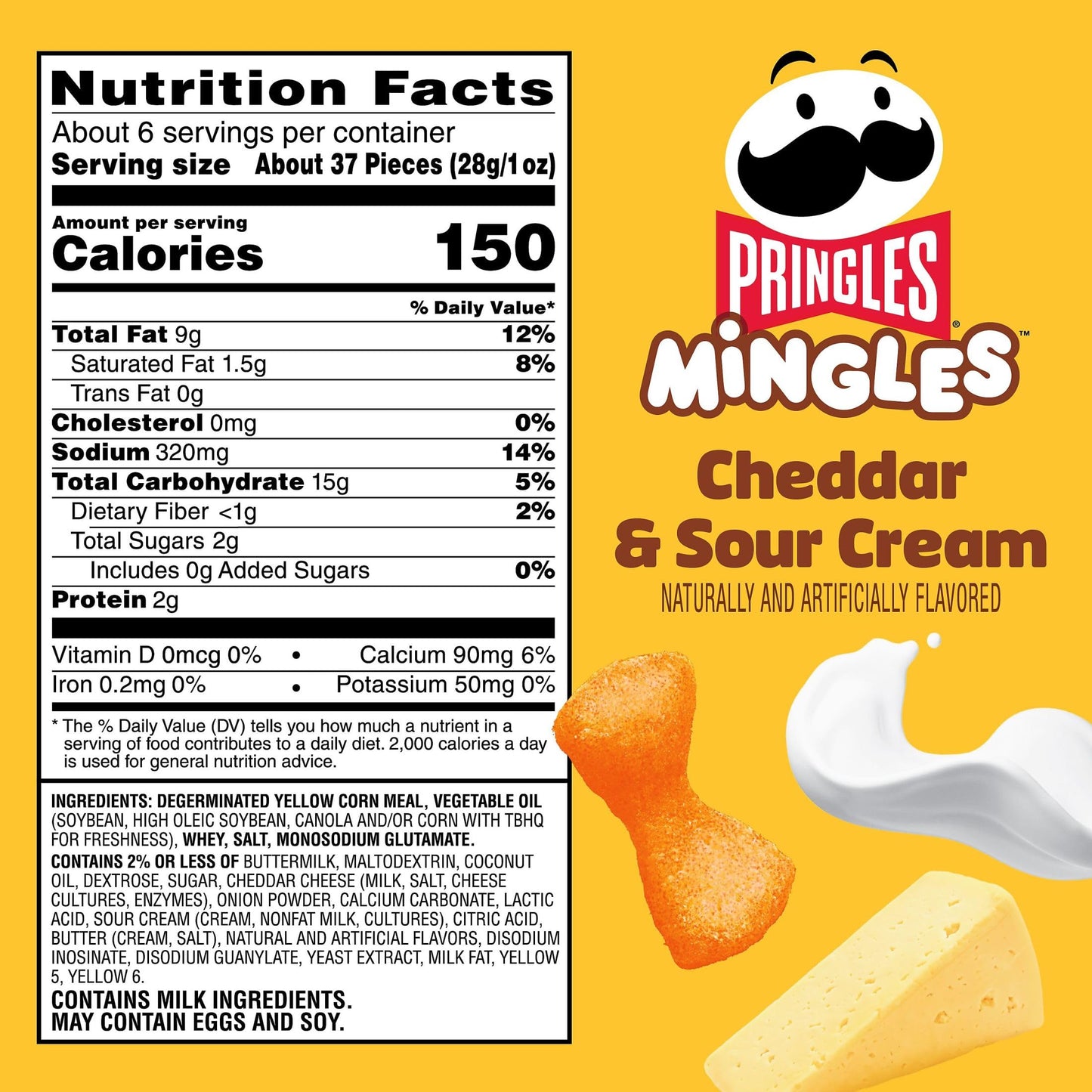 Pringles Mingles Puffed Snacks, Cheddar and Sour Cream, Cheese Puffs, Salty Snacks (6 Bags)