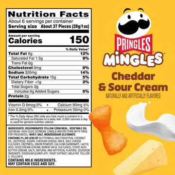 Pringles Mingles Puffed Snacks, Cheddar and Sour Cream, Cheese Puffs, Salty Snacks (6 Bags)