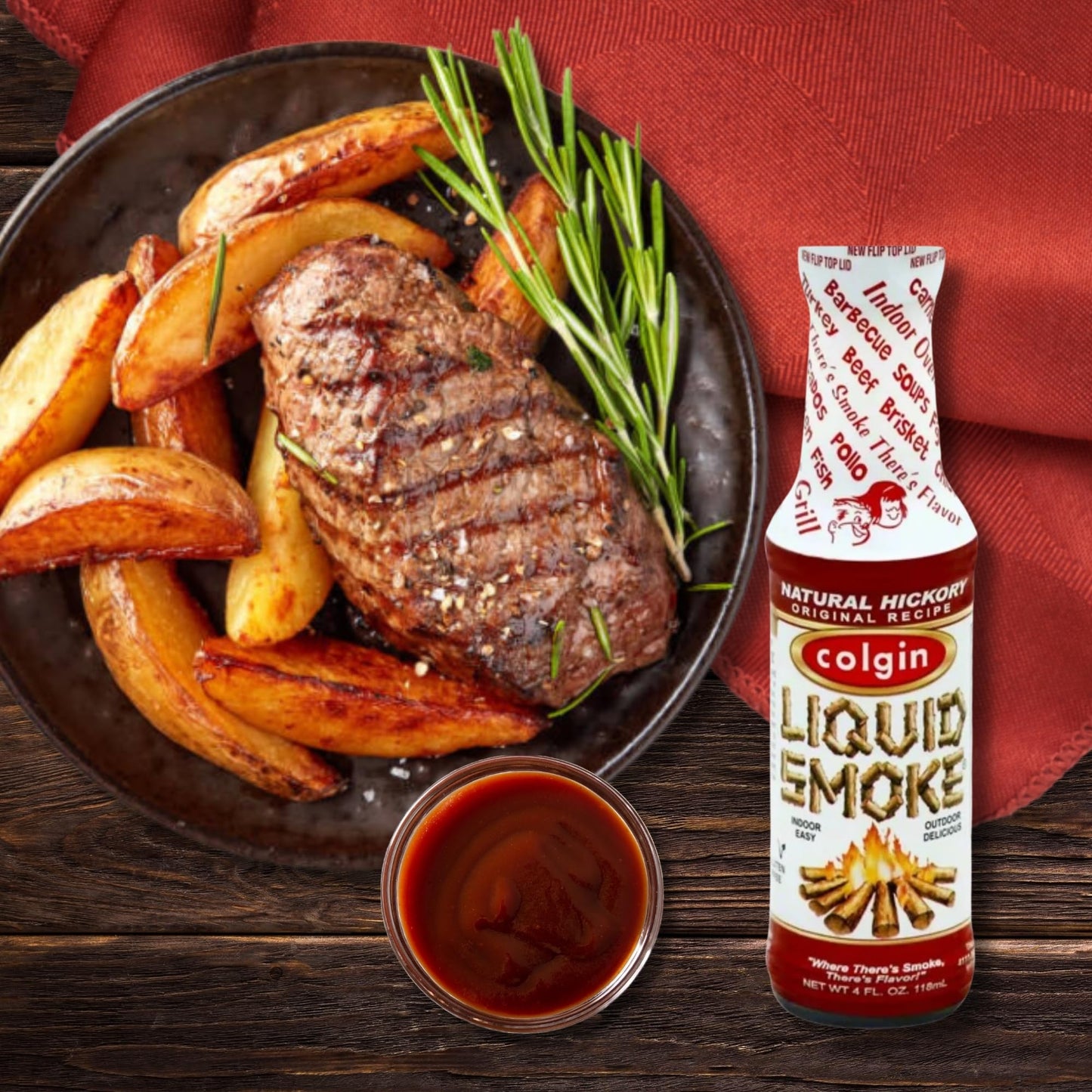 Colgin Liquid Smoke - Authentic Hickory Flavor for Cooking & BBQ - 4 oz - Perfect for Meats, Sauces, & Marinades - Model 23-GR2-KHFM000191