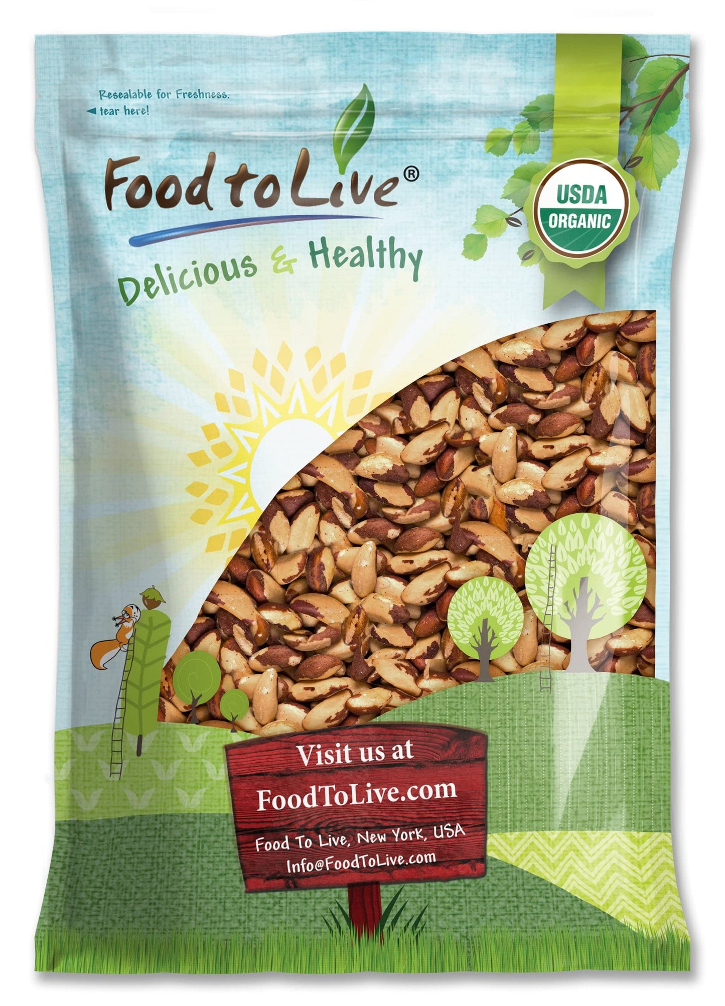 Food to Live Organic Dry Roasted Brazil Nuts, 8 Pounds, Non-GMO, Lightly Salted, Keto-Friendly Snack, Bulk, Kosher
