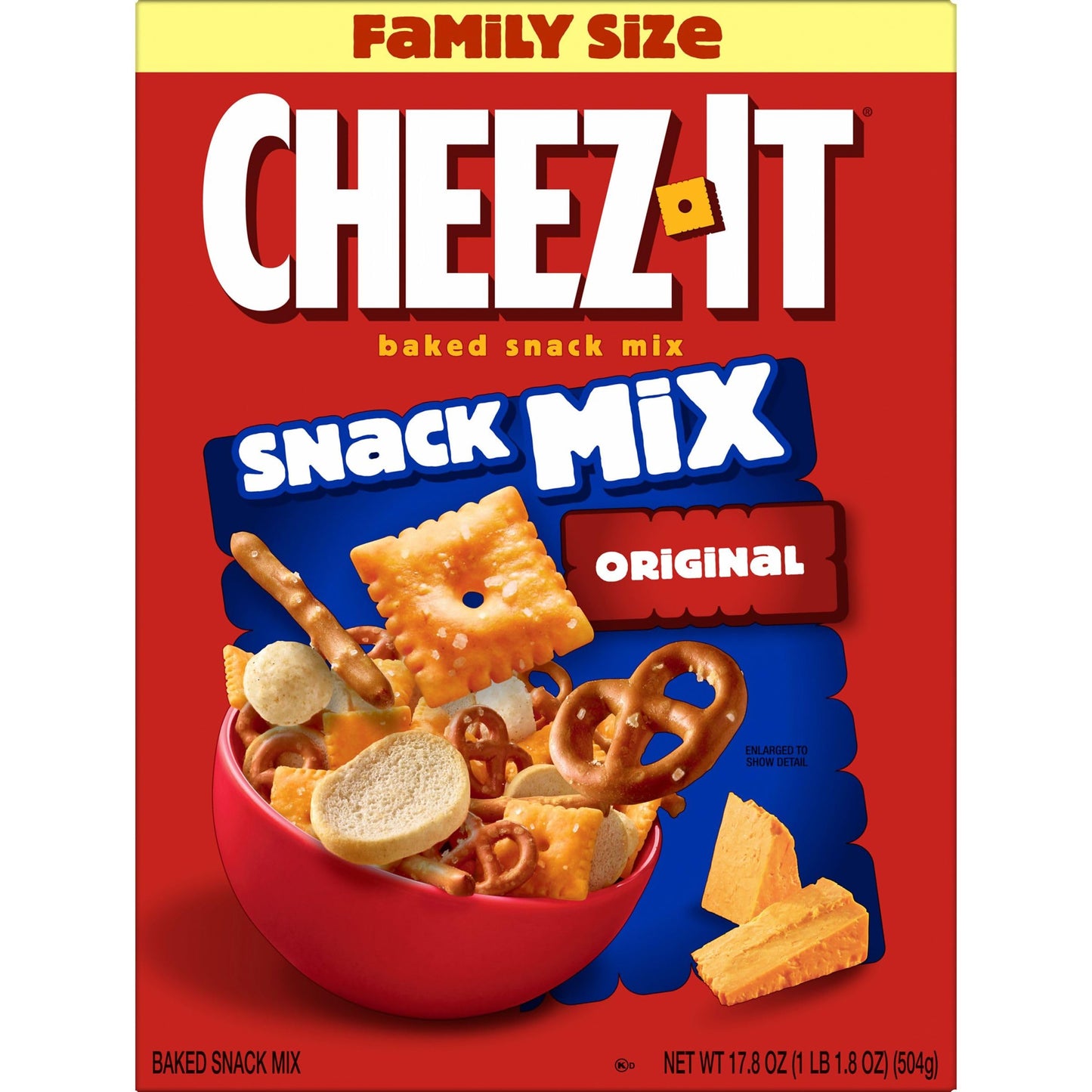 Cheez-It Snack Mix, Lunch Snacks, Family Size, Original, 17.8oz Box (1 Box) (Pack of 2)