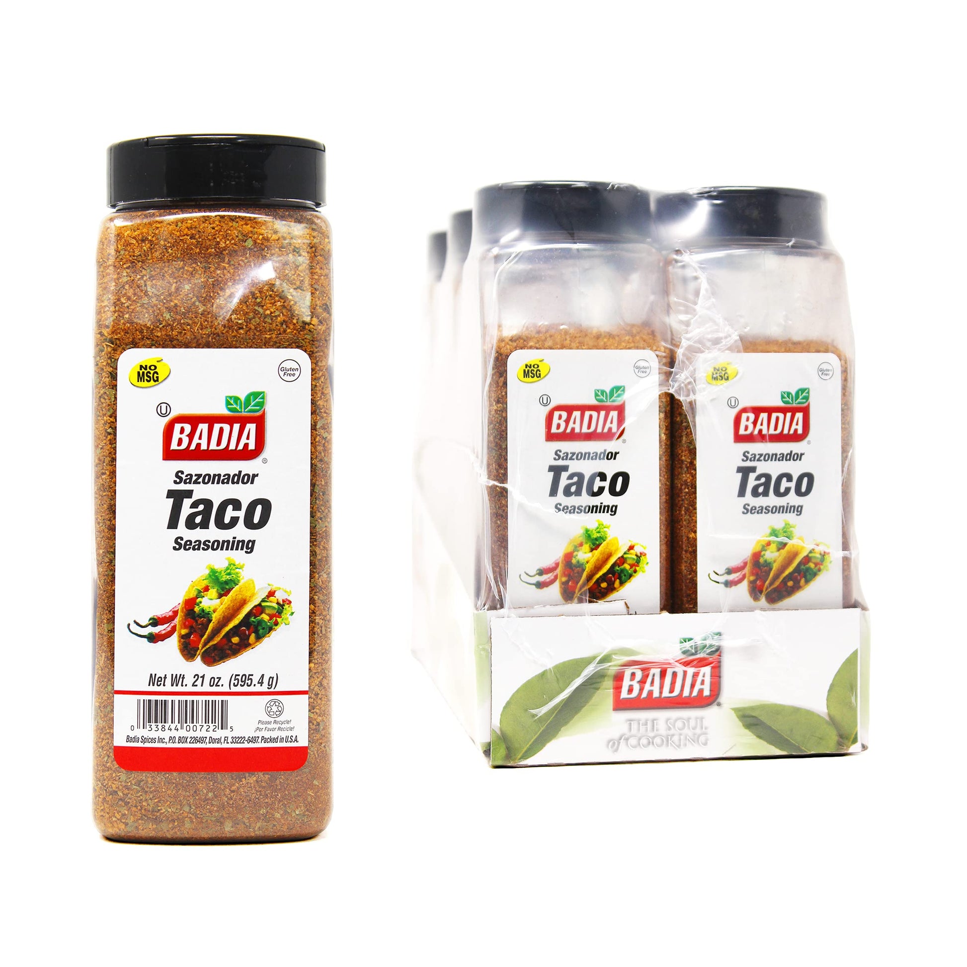Badia Taco Seasoning, 21 oz (Pack of 6) - Authentic Blend for Tacos, Burritos, Fajitas, Ground Beef, Chicken, and Vegetarian Dis