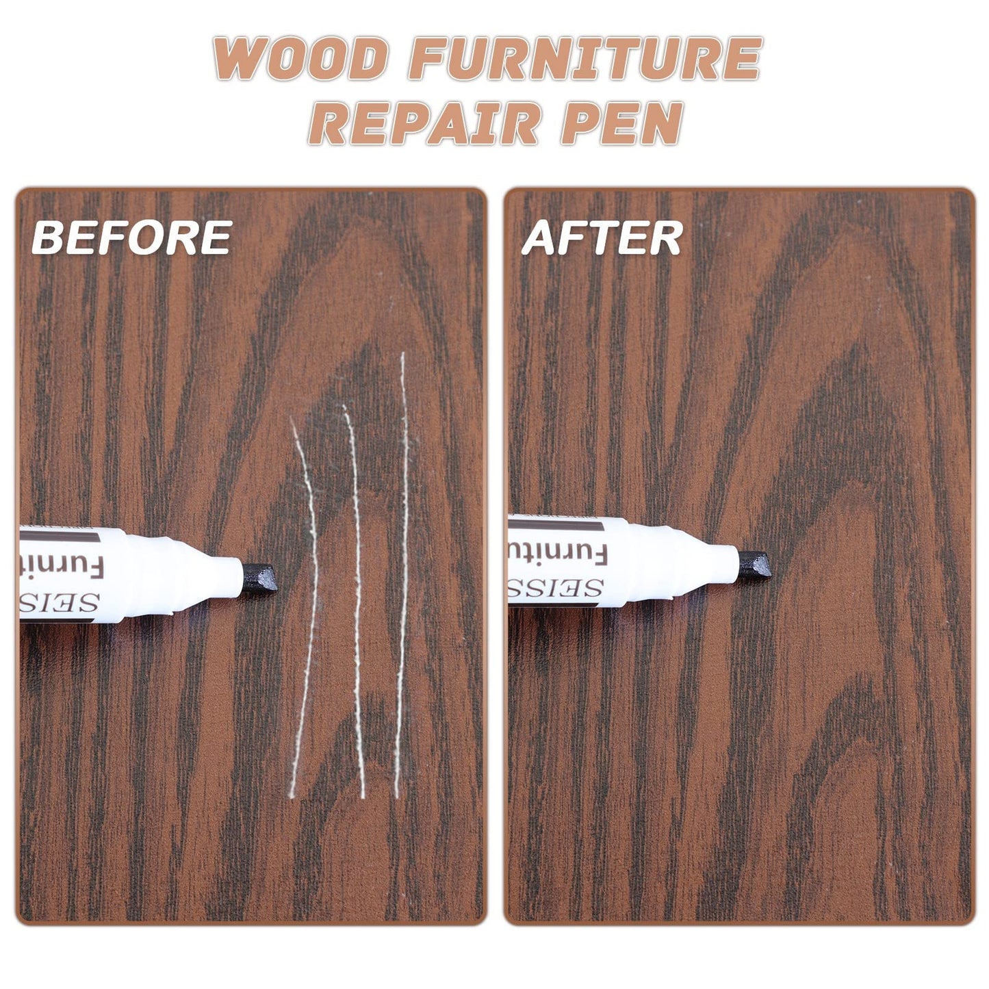 Seisso Furniture Markers Touch Up - Set Of 17 - Furniture Scratch Repair Markers Kit, Wood Touch Up Markers And Wax Sticks With
