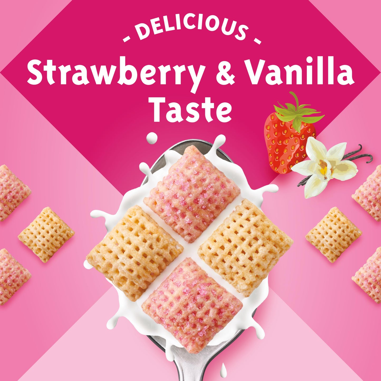 Strawberry Vanilla Chex Cereal, Gluten Free Breakfast Cereal, Made With Whole Grain, 12.4 Oz