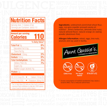 Aunt Gussie'S - No Sugar Added Wheat Cranberry Orange With Almond Biscuits - 4 Pack