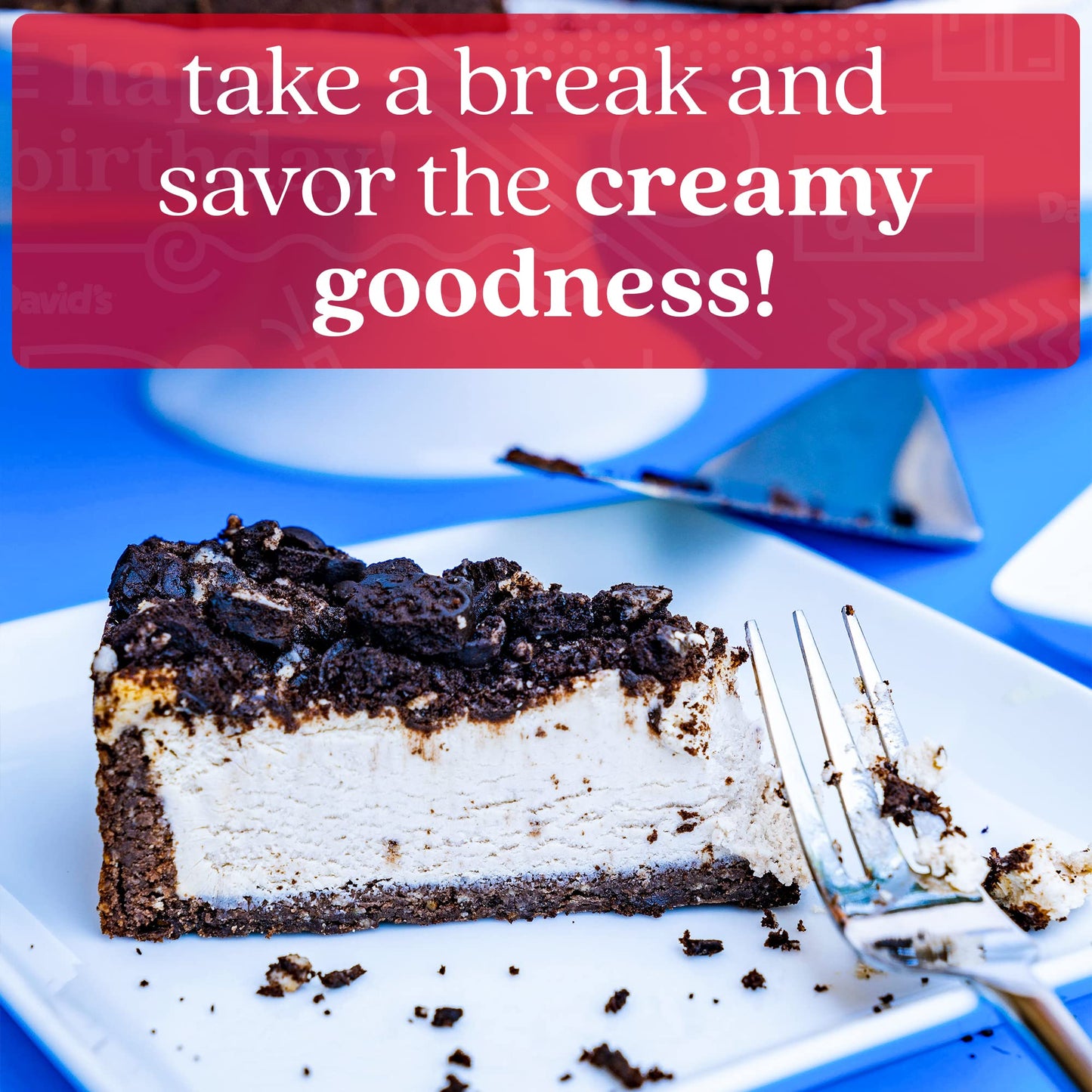 David's Cookies Cookies and Cream Cheesecake 10 - Pre-sliced 14 pcs. Extra Creamy Cheesecake, Fresh Bakery Dessert Great Gift Id