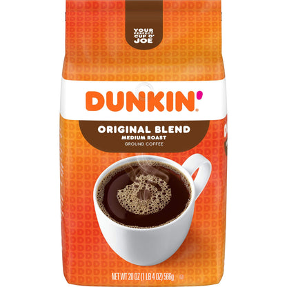 Dunkin Original Blend Medium Roast Ground Coffee, 20 Ounces (Pack of 6)