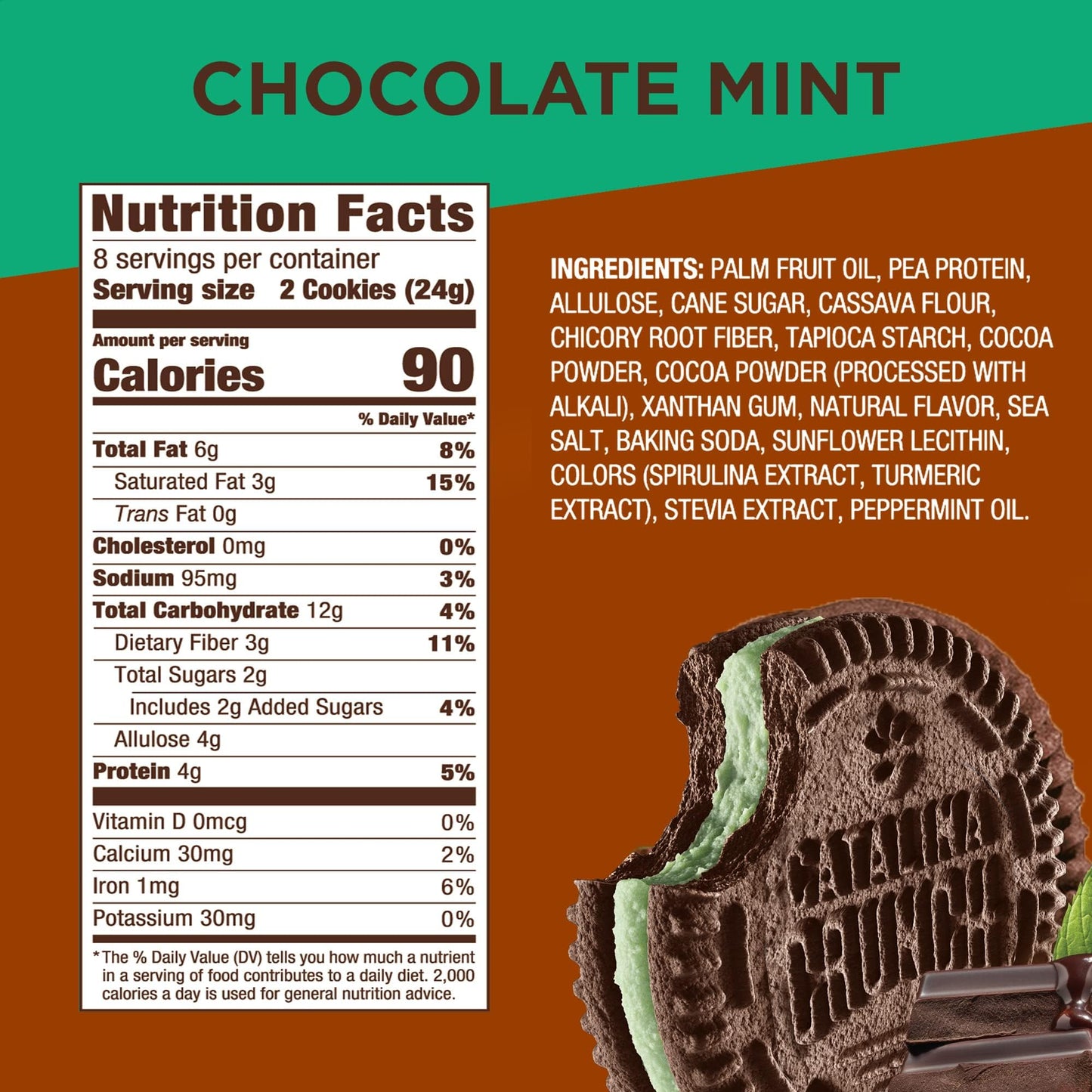 Catalina Crunch Chocolate Mint Sandwich Cookies, Healthy Snacks for Kids & Adults, Vegan, Low Sugar 2g, Low Carb, High Protein 4