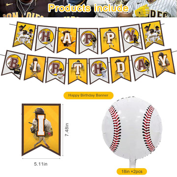 Baseball Team San-Diego Party Decorations,Birthday Party Supplies For Baseball Team San-Diego Party Supplies Includes Banner - C