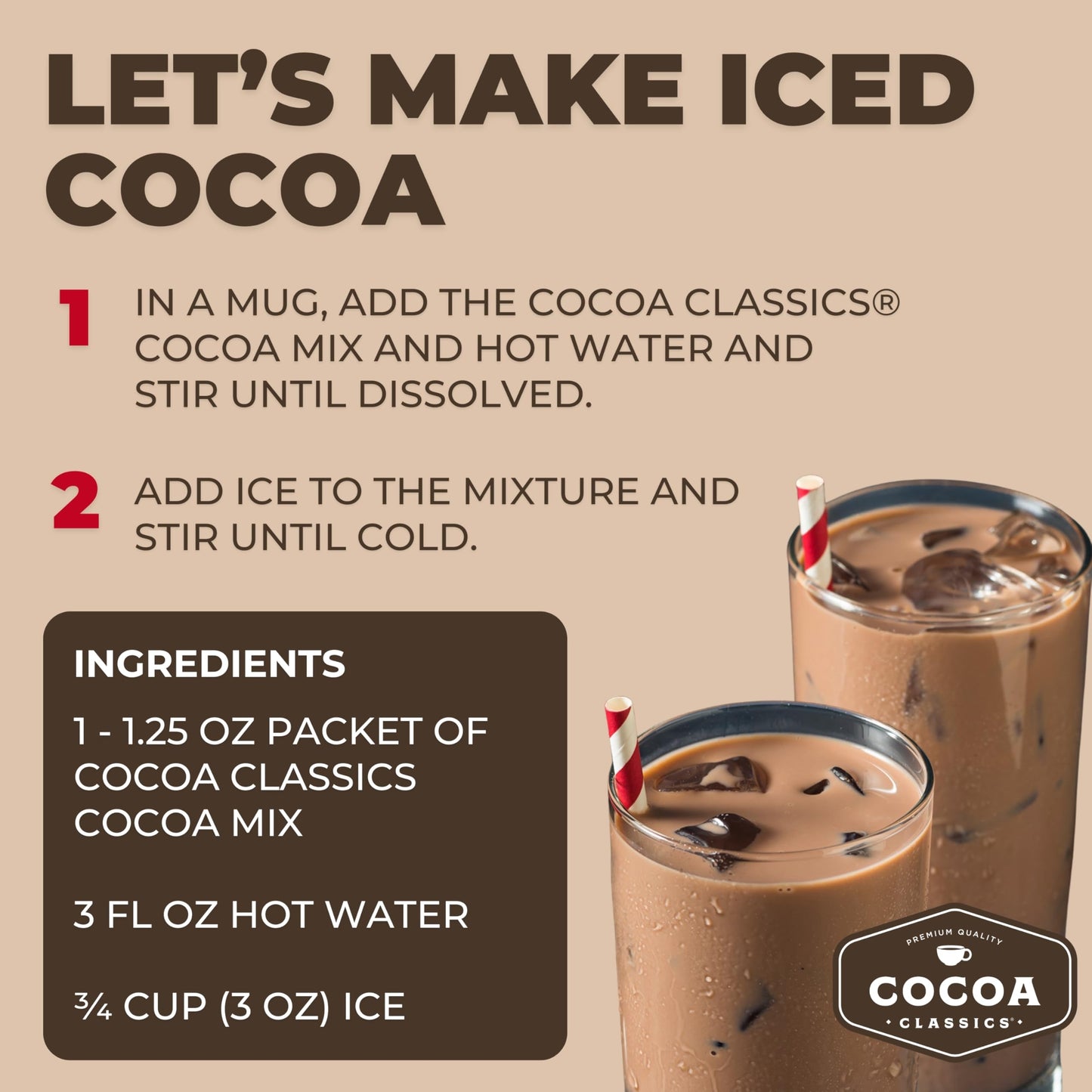 COCOA CLASSICS Mint Cocoa Mix, Hot Chocolate, Gluten Free, 1.25oz Packets (Pack of 36)