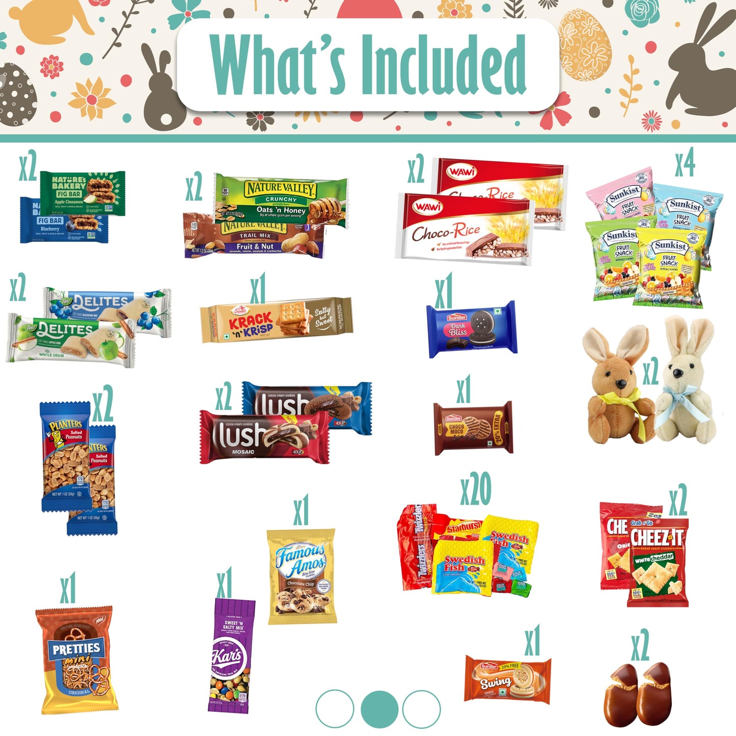 Easter Snack Box (114 Count) Filled With Candy, Peelable Gummies, Treats, Bunny And More, Great Package For Family, Friends, Kid