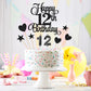 Lecferrarc 12th Birthday Cake Decorations Set, Glitter Happy 12th Birthday Toppers, Black, Paper, Includes Numeral Candles