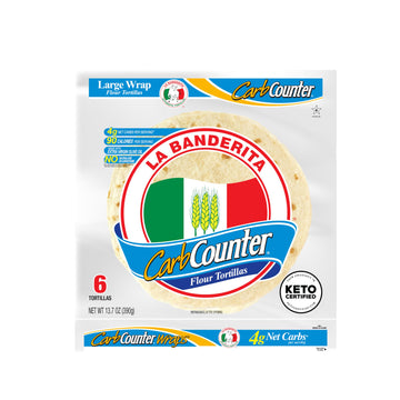La Banderita Carb Counter White | 10'' Size Flour Tortillas |Carb Friendly |Keto Certified | 13.76 oz.| 6 Count (Pack of 4)