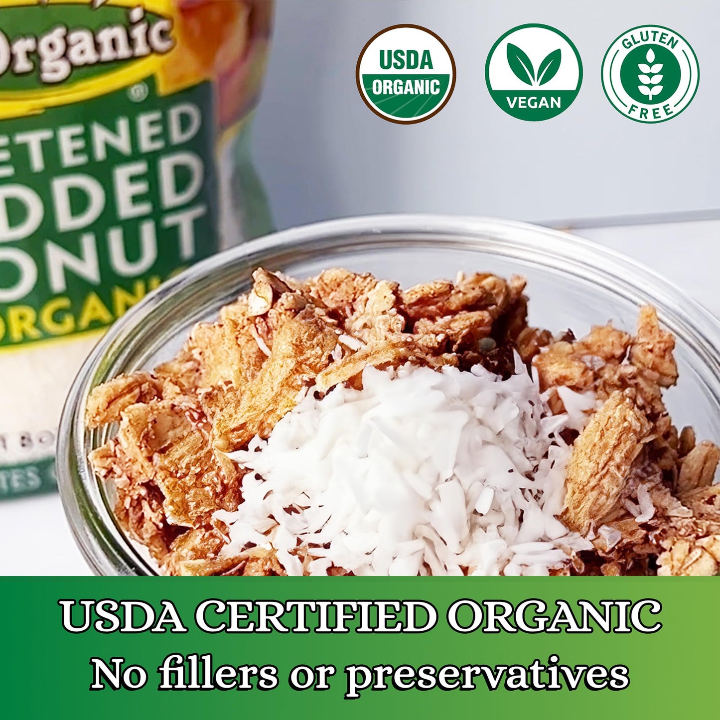 Lets Do Organic Unsweetened Shredded Coconut - Coconut Shreds, Great for Baking, Versatile Ingredient, No Sweeteners, USDA Orga