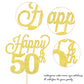 YCTHUNFISH 50th Birthday Cake Topper Black Glitter Number 50, Bamboo Material, Gold Color, Party Supplies for 50th Anniversary Celebrations
