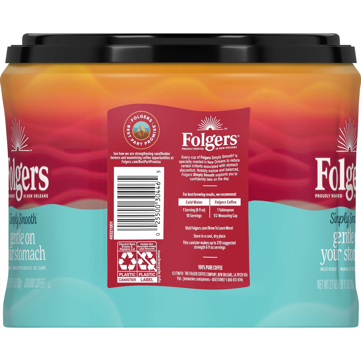 Folgers Simply Smooth Ground Coffee, 27 Ounce, 6 Count