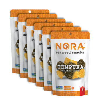 Original Tempura Seaweed Snacks by Nora, Thick Nori Sheets Snack Strips, Low-Carb Healthy Snacks for Adults, Asian Snacks, Vegan