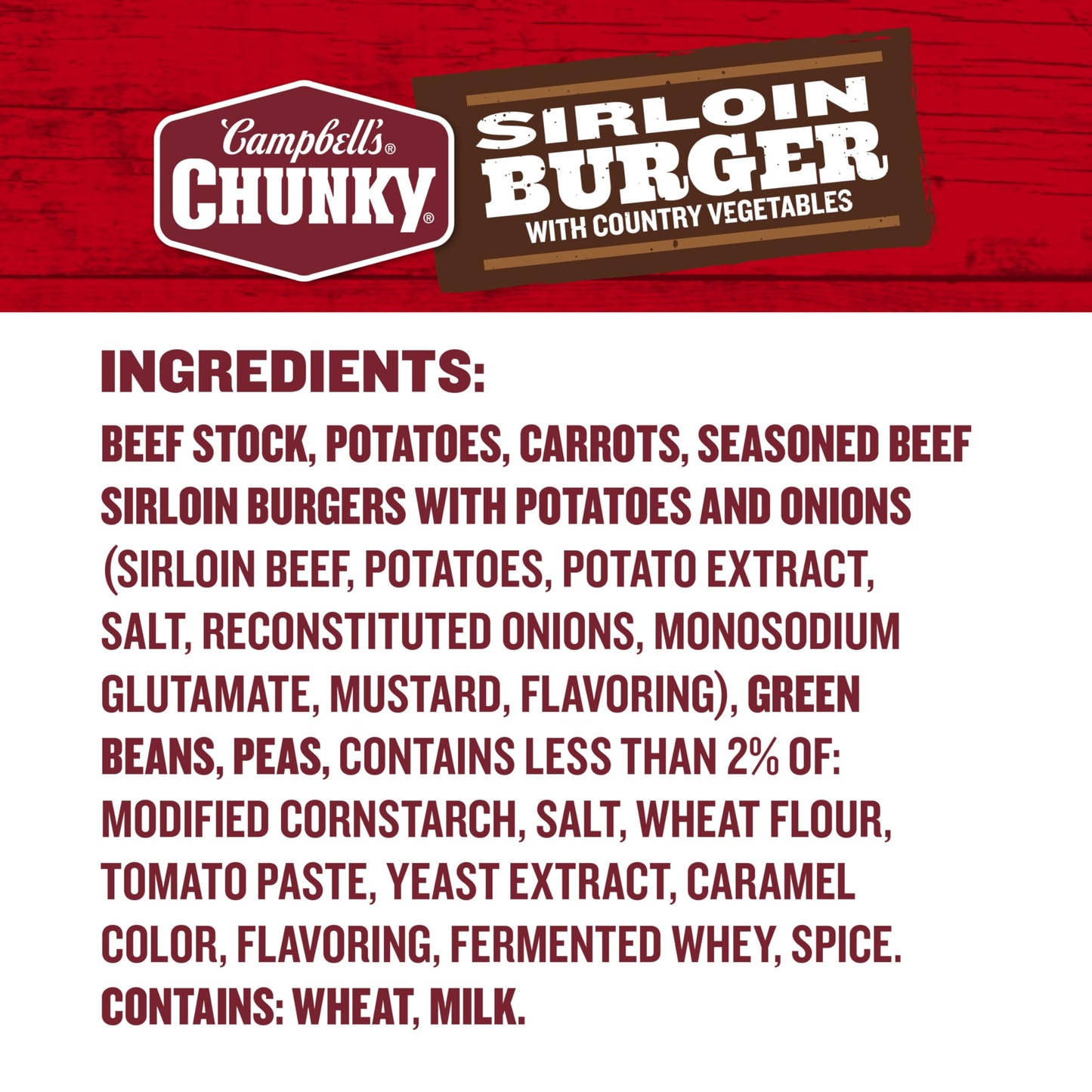 Campbells Chunky Soup, Sirloin Burger With Country Vegetables Beef Soup, 18.8 oz Can