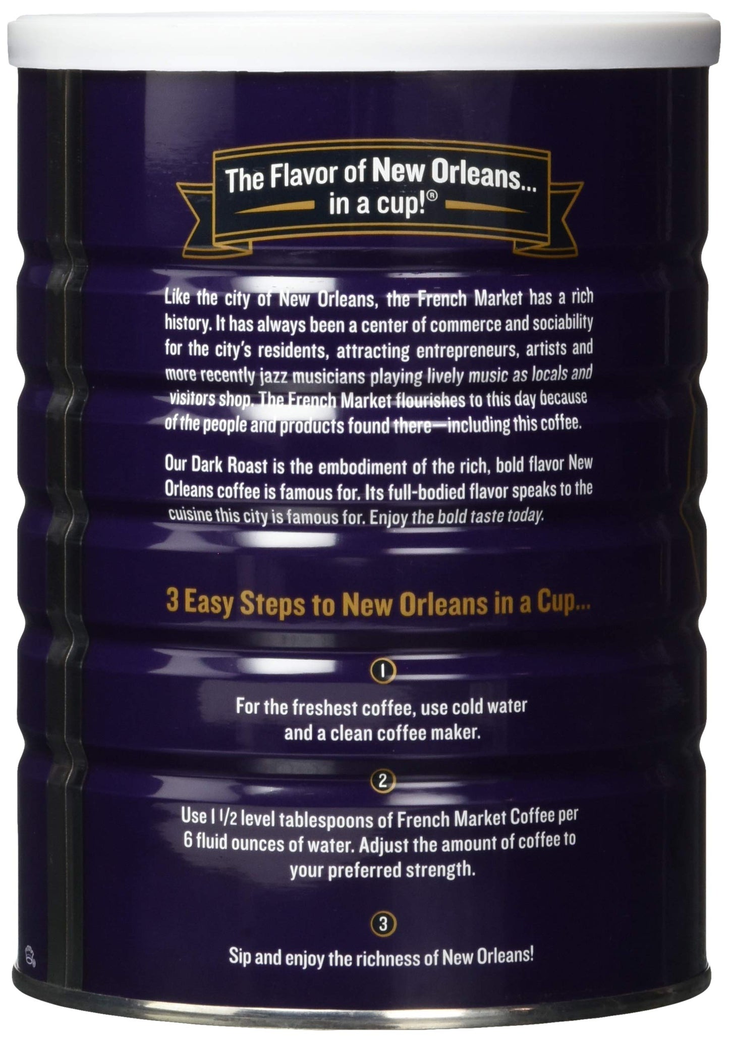 FRENCH MARKET Dark Roast Ground Coffee, 12oz Can, Restaurant Blend, Pack of 1