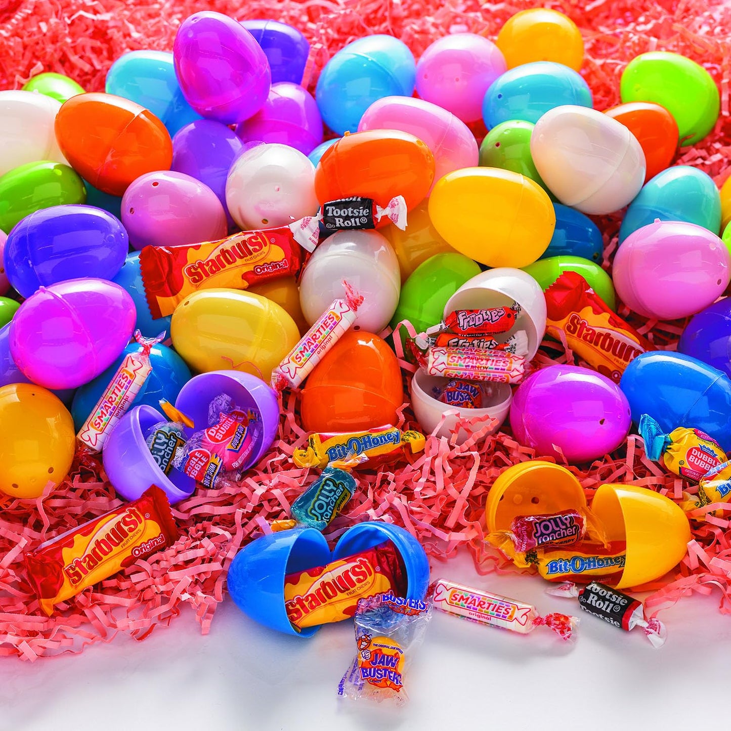 Fun Express Candy Filled Easter Eggs - 24 Count - Plastic - Pastel Colors - Easter Hunt Party Supplies