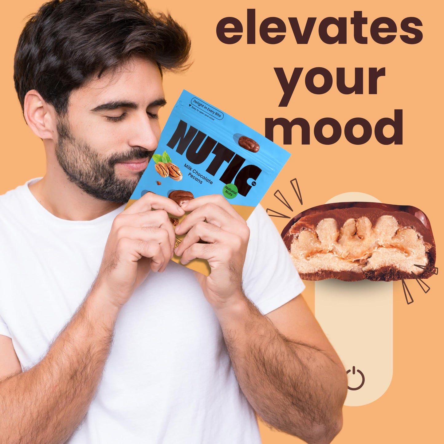 Nutic Milk Chocolate Covered Pecans - 1Lb - Sweet Delights - Indulge In Soft & Creamy, Exquisite Candy Clusters & Sweet Snacks,