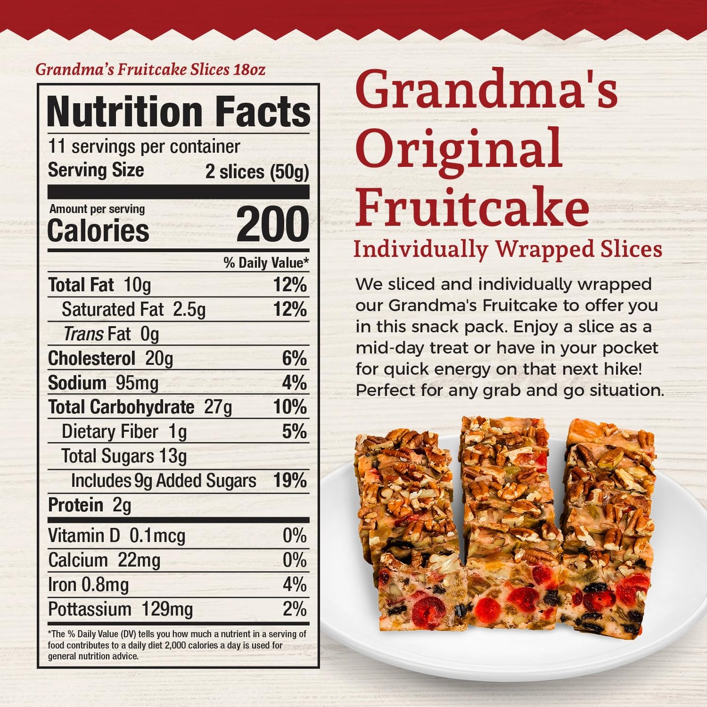 Beatrice Bakery Co. Fruitcake Slices, Original Recipe with Real Fruit & Nuts, 20 Ounce, 18 Individually Wrapped Slices