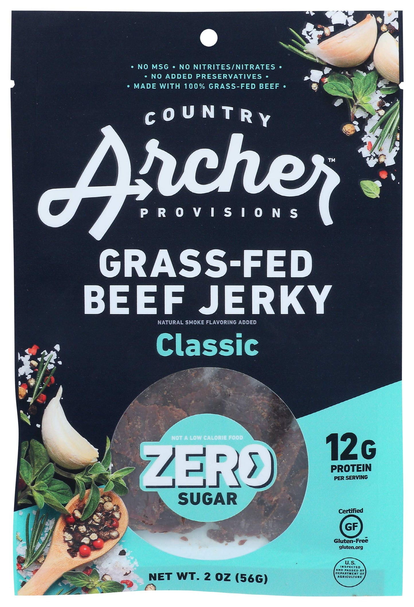 Country Archer Classic Grass Fed Beef Jerky, 2 Oz