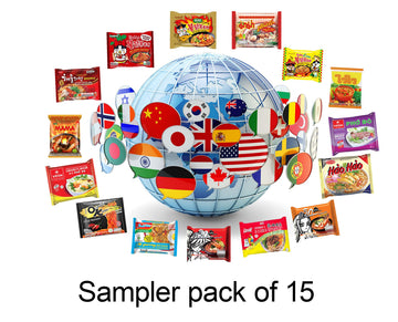 Generic Ramen Noodles International Snack Box - 15-Piece Variety Pack from Japan, Philippines, Thailand, Vietnam + Free Chopsticks & Sticker
