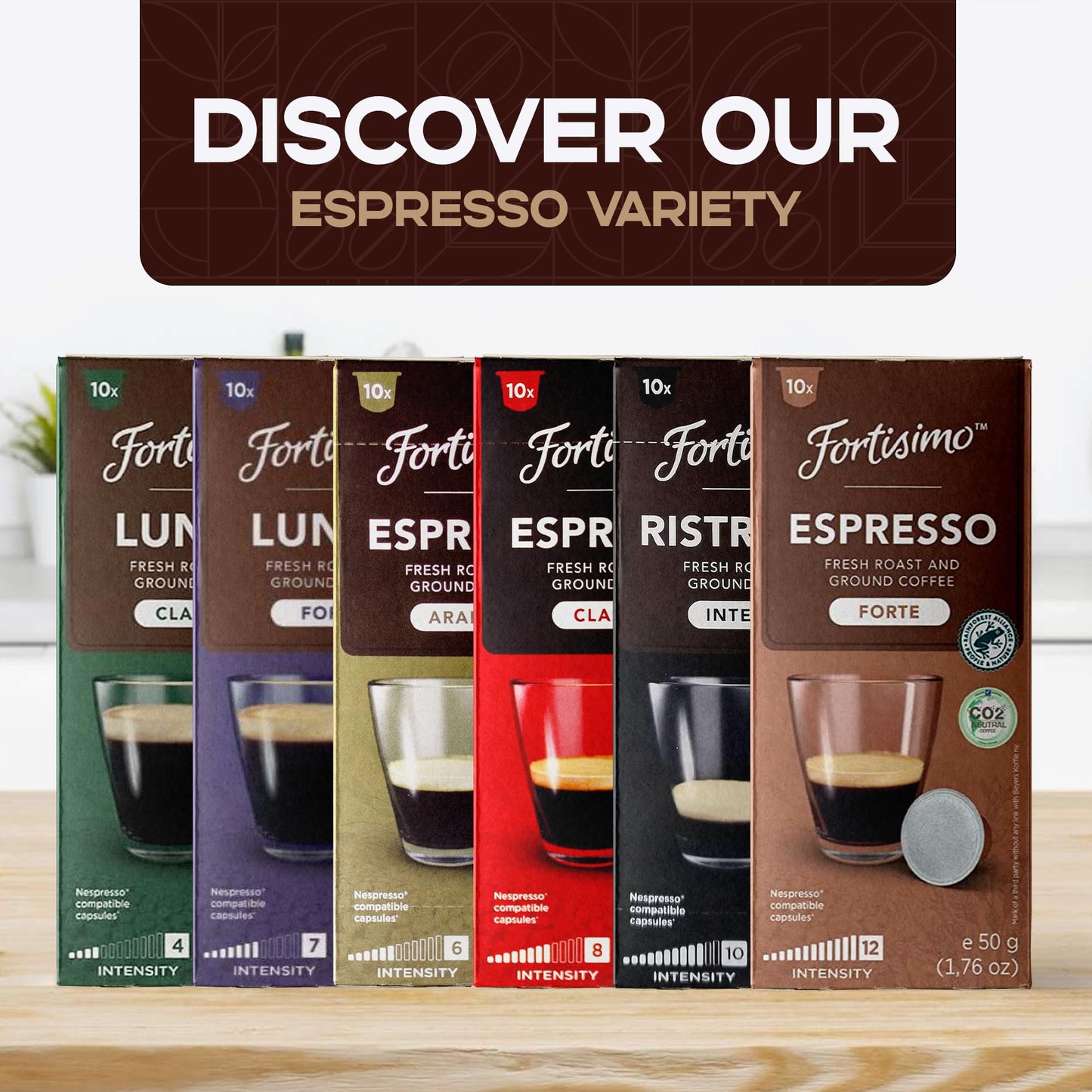 Fortisimo Espresso Pods Variety Pack - 100 Count compact pieces - Compatible with Nespresso Original Line Machines - Authentic Taste