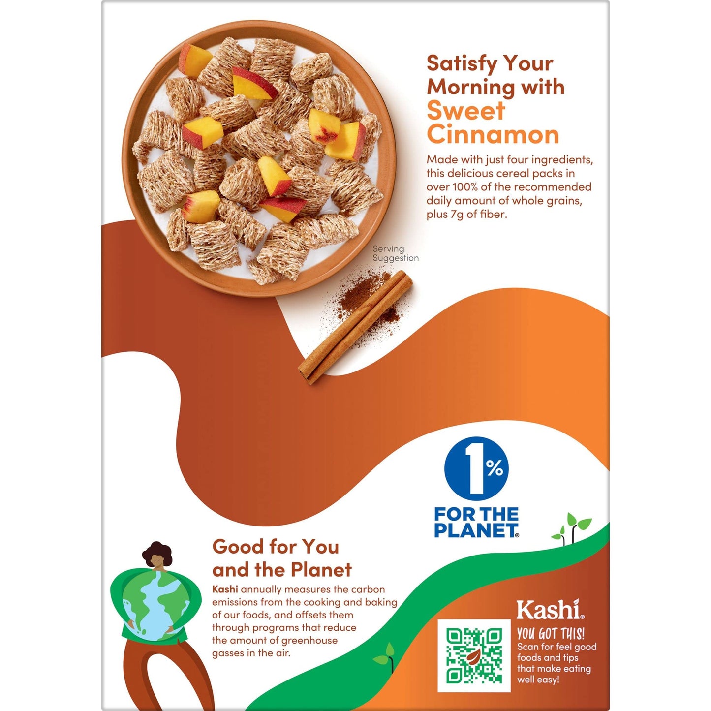 Kashi Cold Breakfast Cereal, Vegan, Organic Fiber Cereal, Cinnamon Harvest, 16.3oz Box (1 Box)