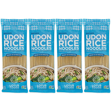 Lotus Foods Organic Brown Udon Rice Noodles, Gluten Free, Vegan, Whole Grain, 8 oz (Pack of 4)