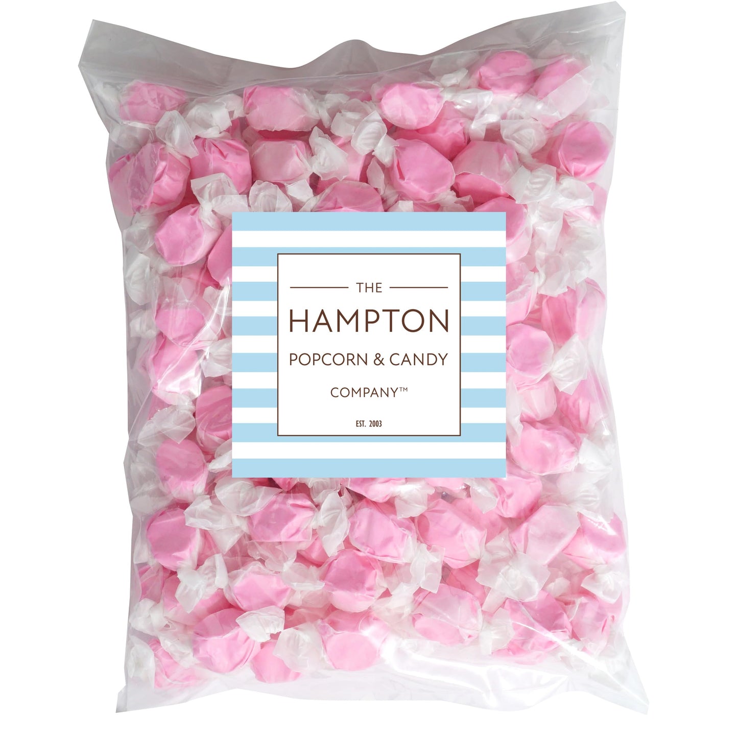The Hampton Candy Company Strawberry Salt Water Taffy, 2 Pound Bulk Bag, Individually Wrapped Pink Candy