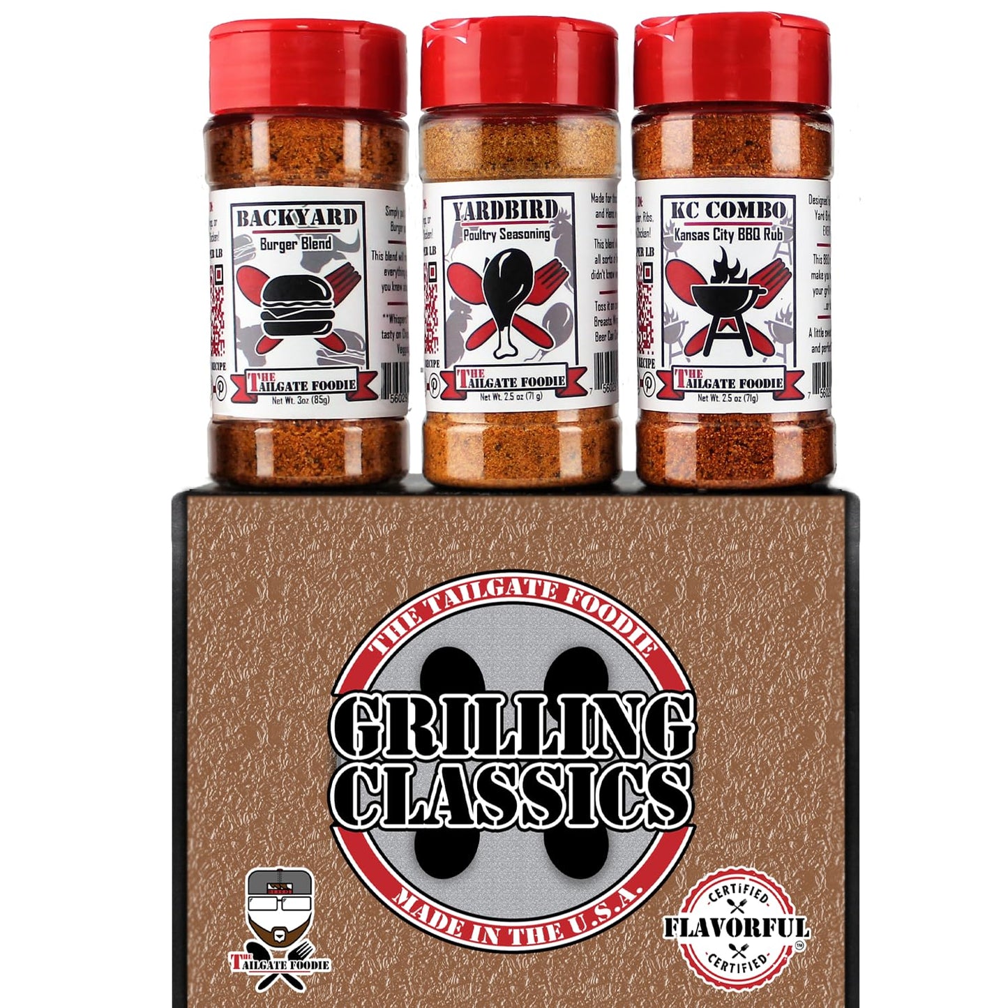 THE TAILGATE FOODIE Rare Pitmaster Gourmet Seasonings | 4 pc Grill Essentials Gift Set | 3 Secret Competition BBQ Spice Blends G