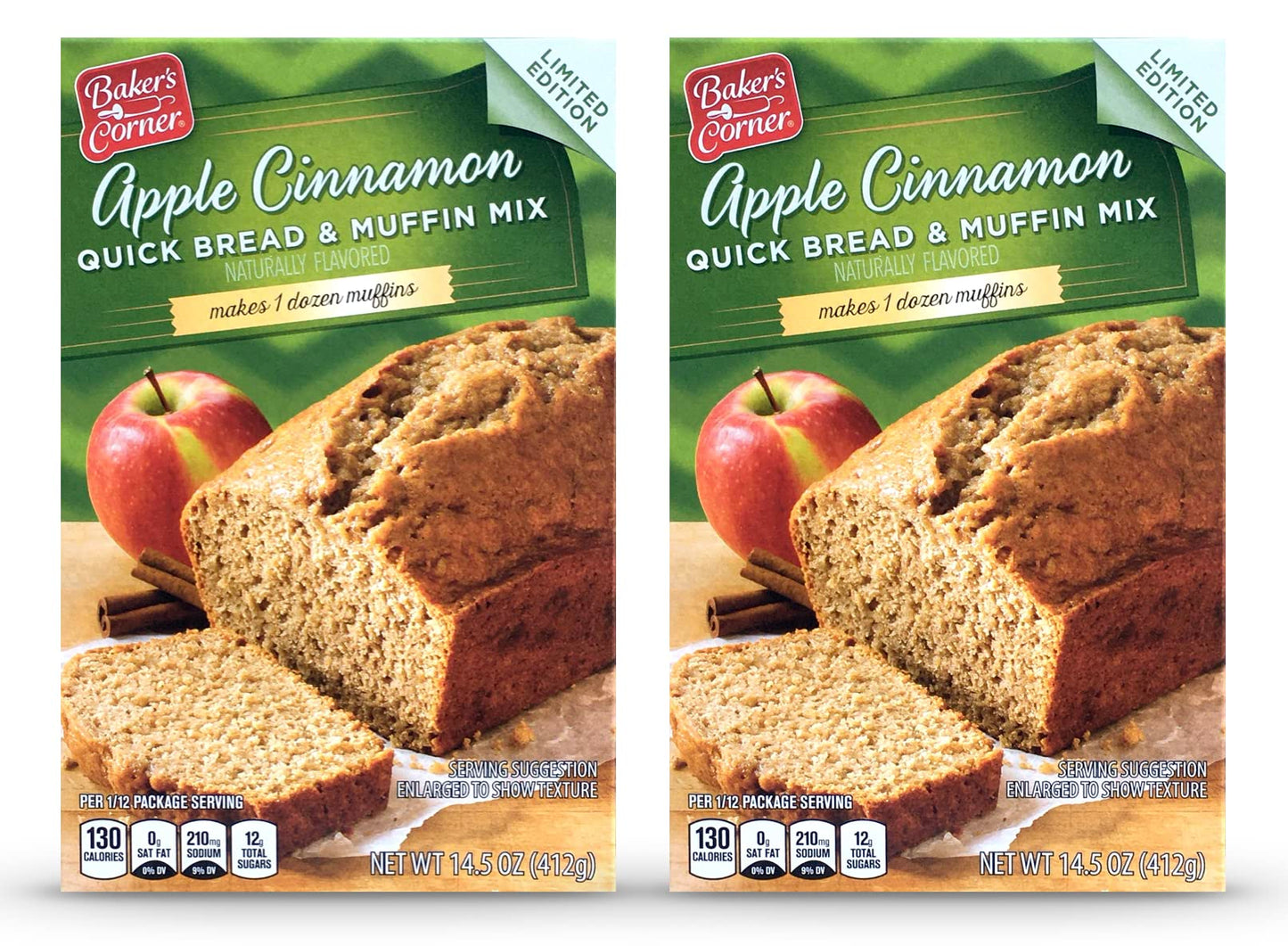 Bakers Corner Apple Cinnamon Quick Bread & Muffin Mix, 16.5 oz (Pack of 2)