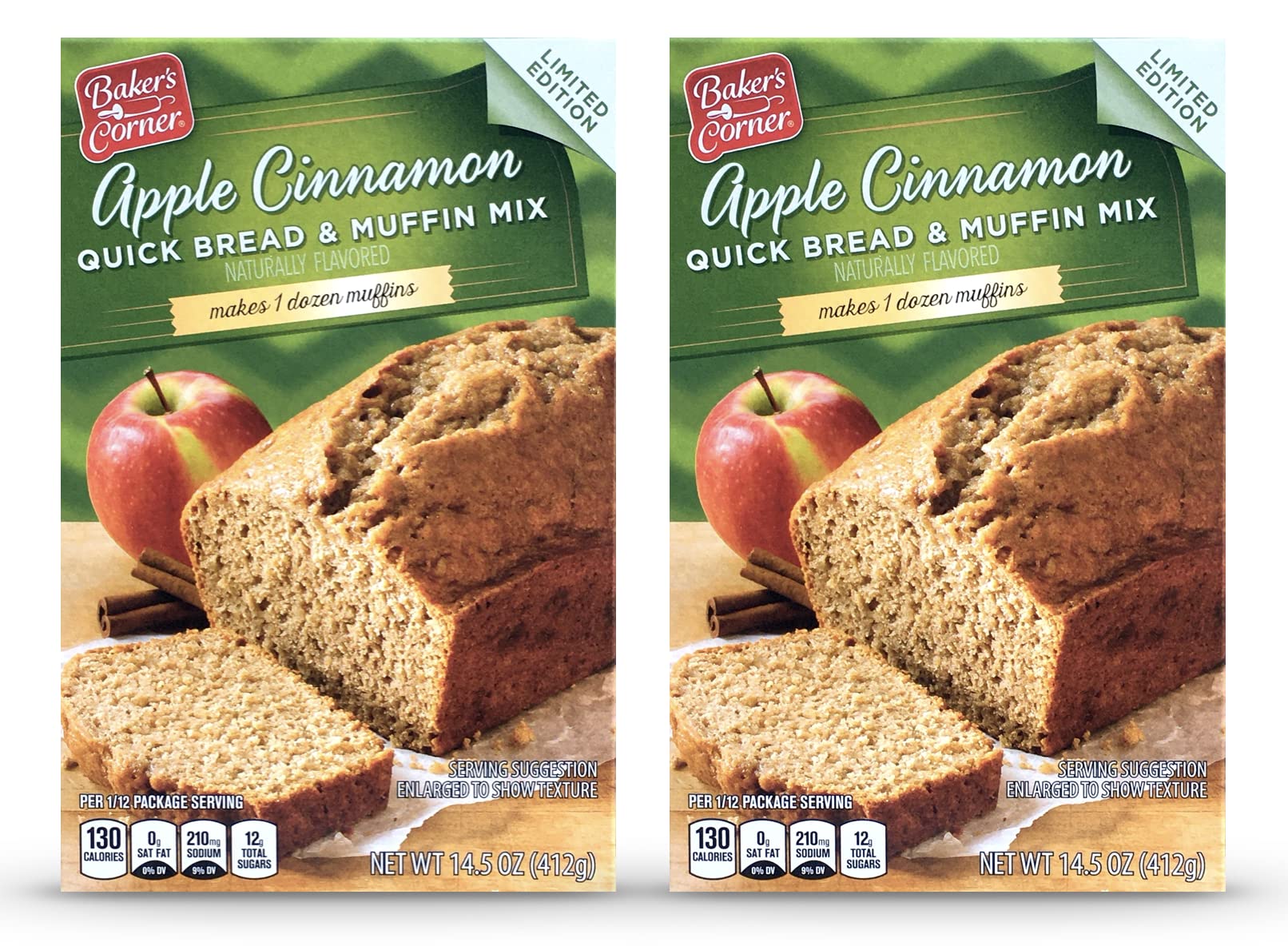 Bakers Corner Apple Cinnamon Quick Bread & Muffin Mix, 16.5 oz (Pack of 2)