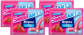 SweeTARTS Soft & Chewy Ropes Candy, Tangy Strawberry Flavor, 9 Ounce Pouch (Pack of 4)