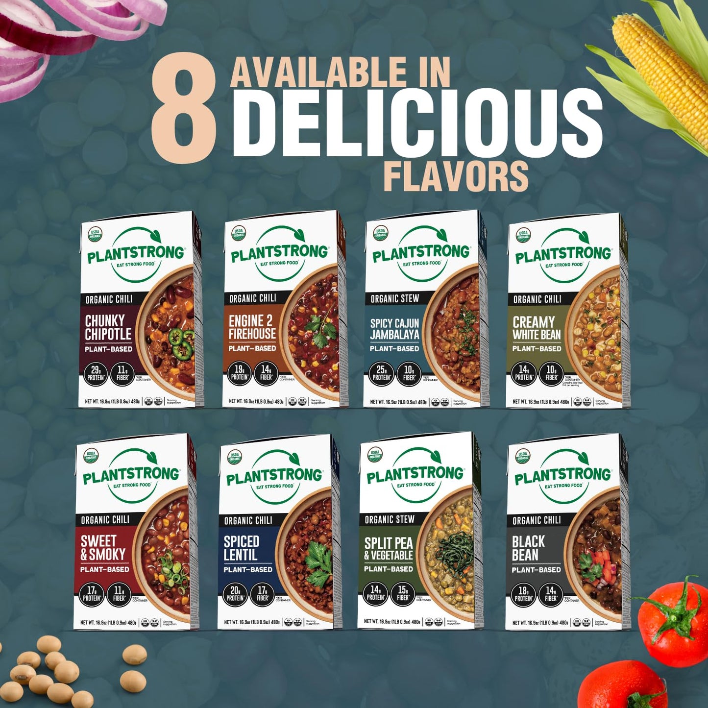 PLANTSTRONG Spicy Cajun Jambalaya Chili Soup - Organic, Plant-Based, Non-GMO, Vegan, High Protein Chili Soup