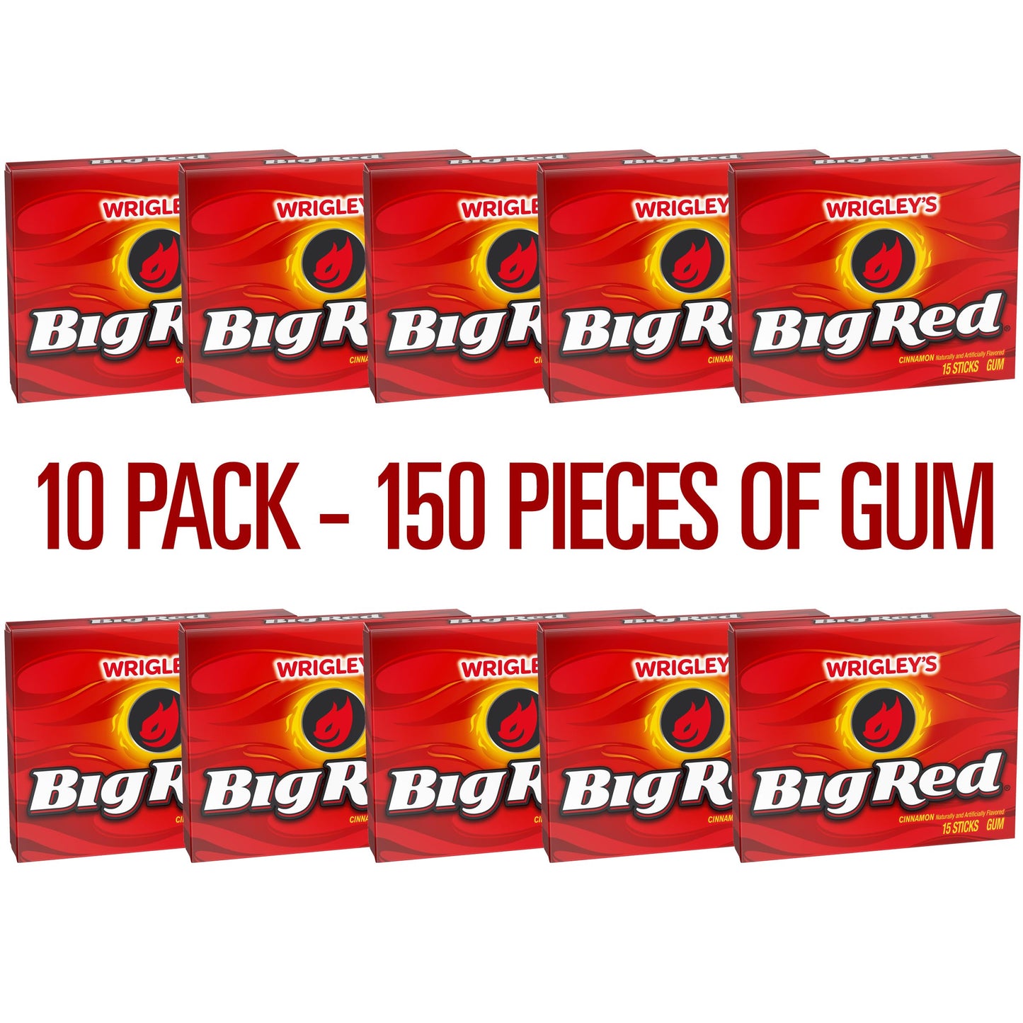 Wrigley Cinnamon Chewing Gum, 15 Stick (Pack Of 10), 150 Gum Pieces, Cinnamon Gum